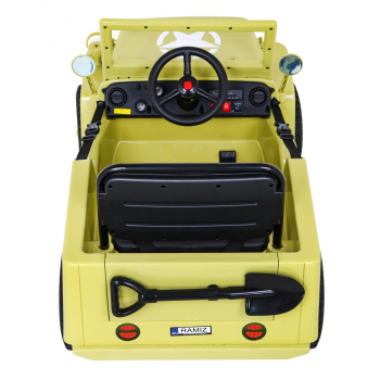 Autko Wojskowe Retro dla dzieci Beżowy + Napęd 4x4 + Pilot + 2 Bagażniki + Wolny Start + MP3 LED